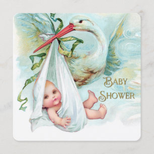 Invitation Baby shower bleu Turquoise et or