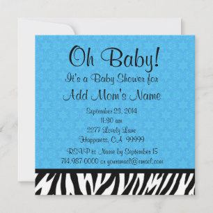 Invitation Baby shower Bleu Zèbre et Stars Boy B601