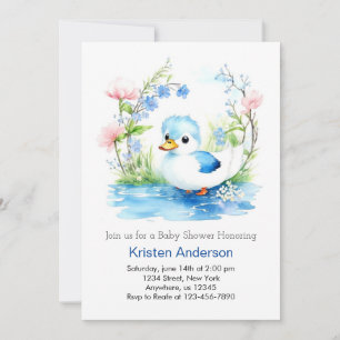 Invitation Baby shower Blissé Bleu Aquarelle