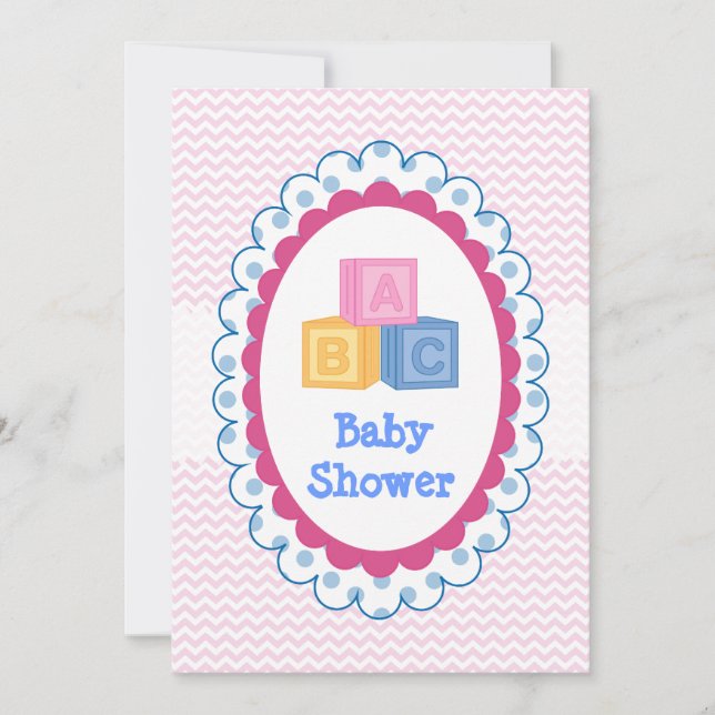 Invitation Baby shower Blocs ABC pour bébés mignons (Devant)