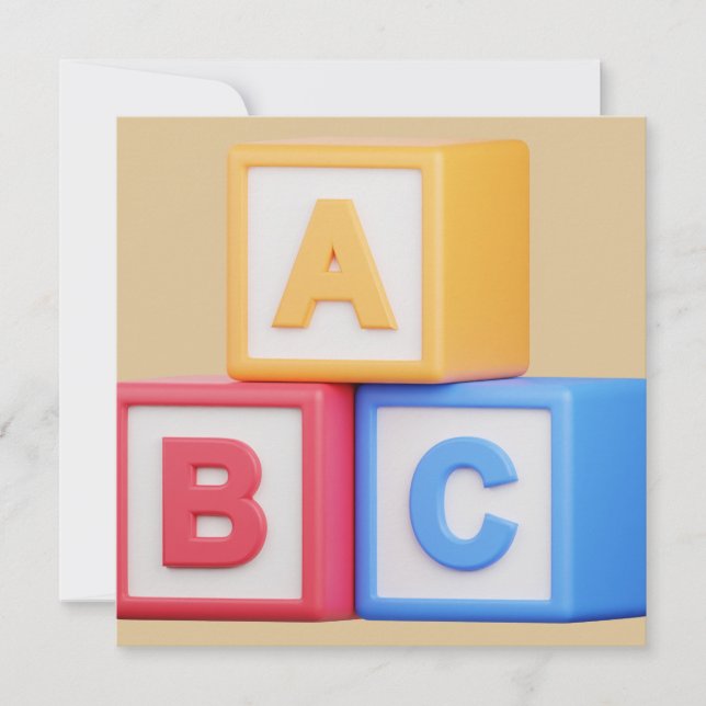 Invitation baby shower - Blocs Alphabet (Devant)
