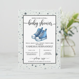 Invitation Baby shower Blue Baby High Tops