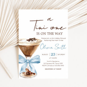 Invitation Baby shower Blue Bow Espresso Martini