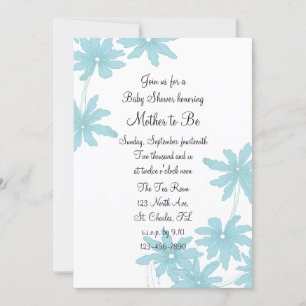 Invitation Baby shower Blue Daisies