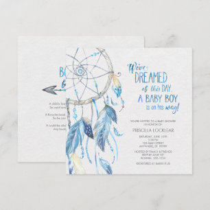 Invitation Baby shower Blue Dreamcatcher