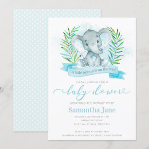 Invitation Baby shower Blue Elephant