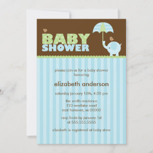 Invitation Baby shower Blue Elephant Boy