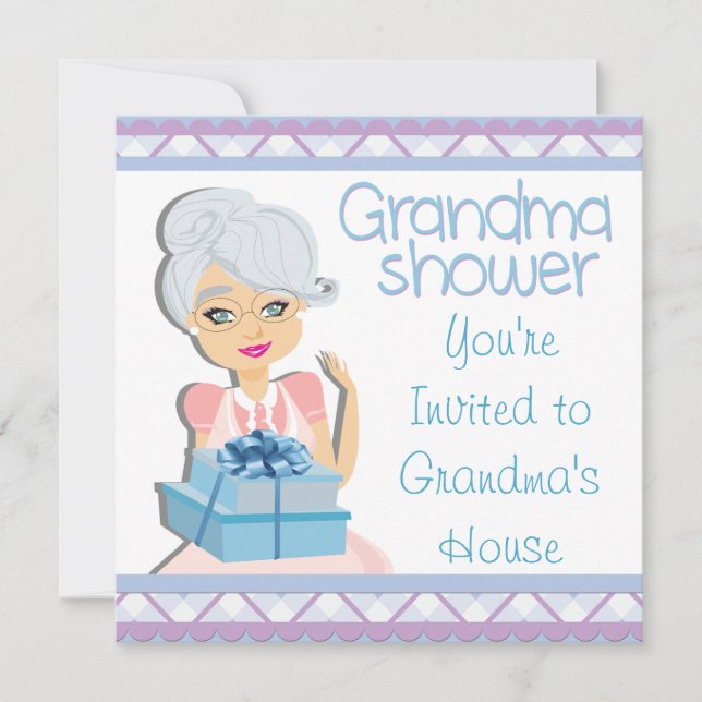 Invitation Baby shower Blue Grand-mère (Devant)