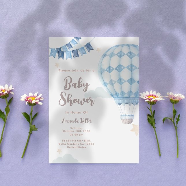 Invitation Baby shower Blue Hot Air (Créateur téléchargé)
