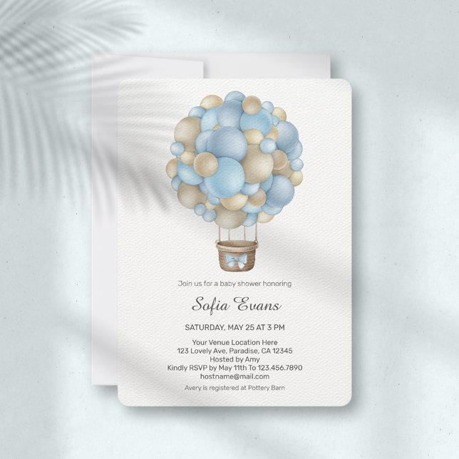 Invitation Baby shower Blue Hot Air (Créateur téléchargé)