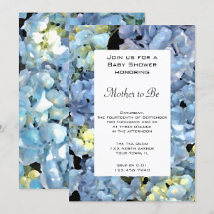 Invitation Baby shower Blue Hydrangea