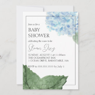 Invitation Baby shower Blue Hydrangea