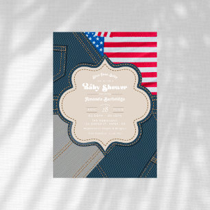 Invitation Baby shower Blue Jean Baby Americana