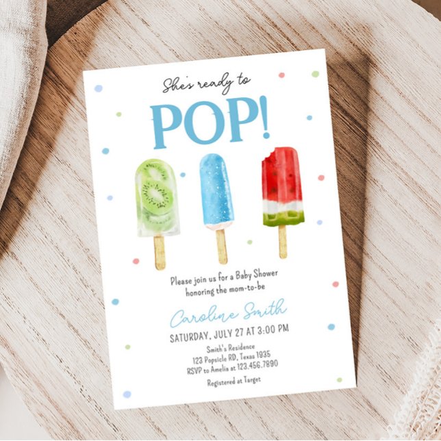 Invitation Baby shower Blue Popsicle (Ready to Pop Baby Shower Invitation)