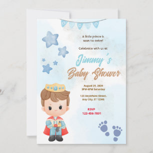 Invitation Baby shower Blue Prince