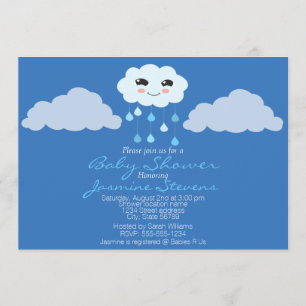 Invitation Baby shower Blue Rain Cloud