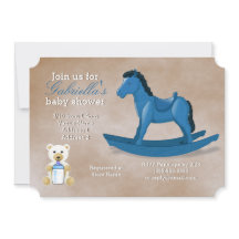 Baby shower Blue Rocking Horse