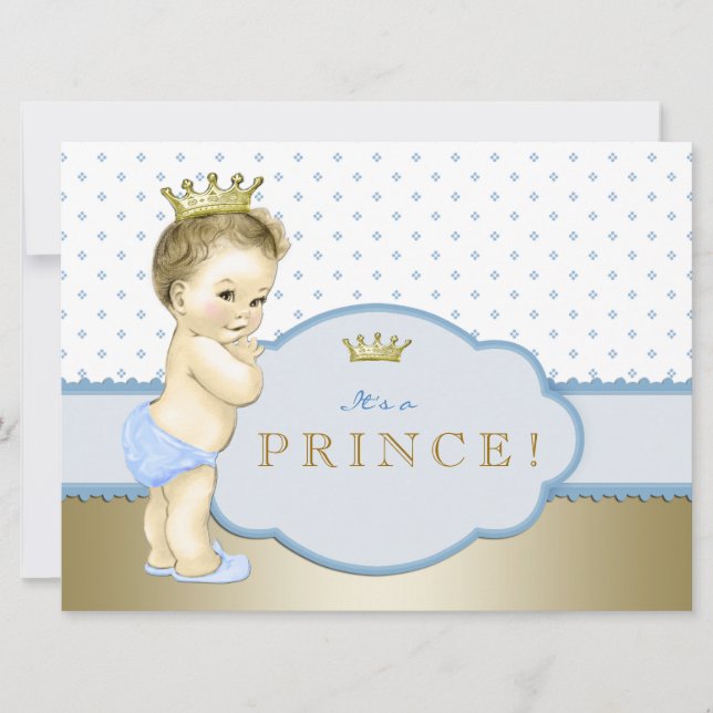 Invitation Baby shower Blue Royal Prince (Devant)