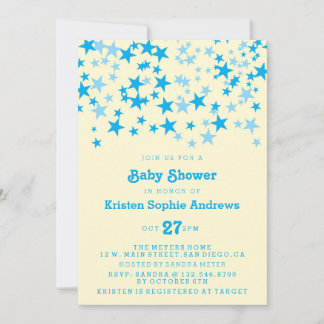 Invitation Baby shower Blue Stars