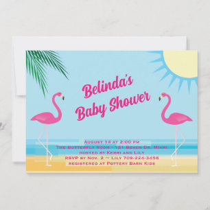 Invitation Baby shower Blue Tropical Beach