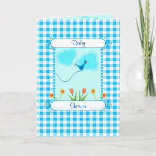 Invitation Baby shower Blue Vichy