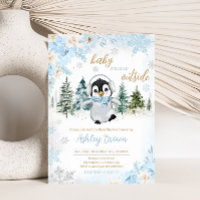 Baby shower Blue Winter Penguin