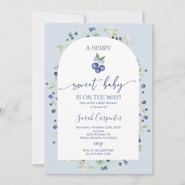 Invitation Baby shower Blueberry (Devant)