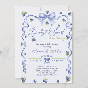 Invitation Baby shower Blueberry Bow