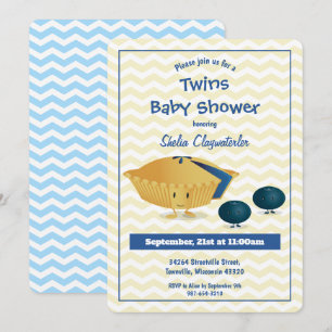Invitation Baby shower Blueberry Pie Twins