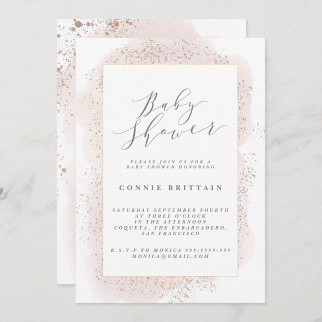 INVITATION BABY SHOWER BLUSH TOUCH (Devant / Derrière)