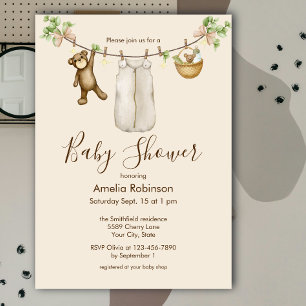 Invitation Baby Shower Bohème Aquarelle Mixte 