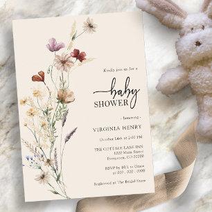 Invitation Baby shower bohème aux fleurs sauvages