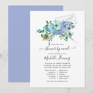 Invitation Baby Shower Bohème Bleu et Menthe par courrier