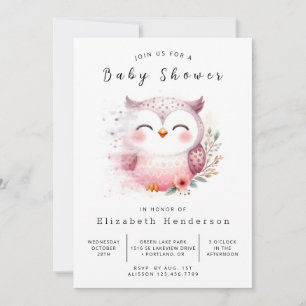 Invitation Baby shower Bohème Custom Owl
