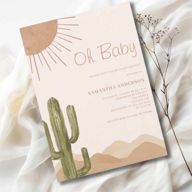 Invitation Baby Shower Bohème Désert Cactus Oh Bébé  (Créateur téléchargé)