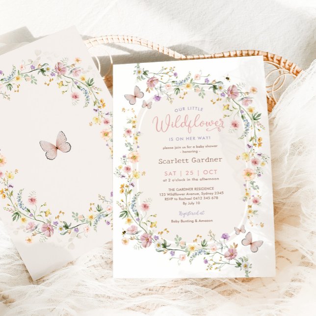 Invitation Baby Shower Bohème Fleur de Printemps pour Bébé Fi (Créateur téléchargé)