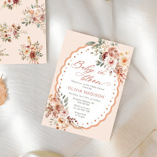 Invitation Baby-Shower Bohème Fleurie Bébé en Fleur Automne
