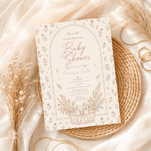 Invitation Baby Shower Bohème Floral Neutre Fleur Sauvage Rus