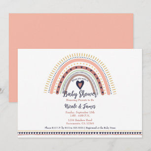 Invitation Baby Shower Bohème Moderne Arc-en-Ciel Joyeux