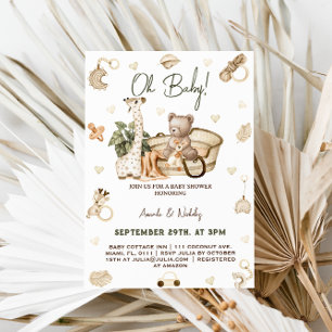 Invitation Baby-shower Bohème Neutre pour Nourrisson