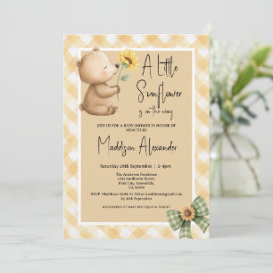 Invitation Baby Shower Bohème Ours Brun Tournesol
