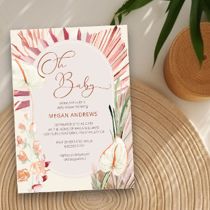 Invitation Baby Shower Bohème Palme Oh Bébé Feuillage Sec