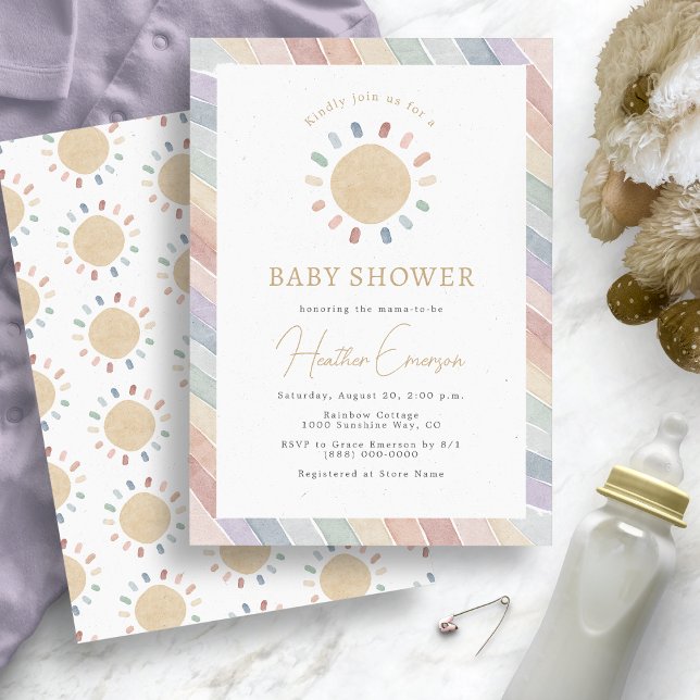 Invitation Baby Shower Bohème pour Bébé Soleil (Boho Sun Baby Shower Invitation
)