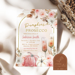 Invitation Baby Shower Bohème Rose Citrouille et Prosecco
