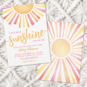 Invitation Baby Shower Bohème Rose Clair Ensoleillé