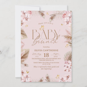 Invitation  Baby Shower Bohème Rose Fille Baby Brunch 