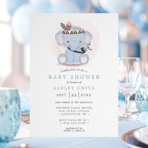 Invitation Baby Shower Bohème Tribal Éléphant
