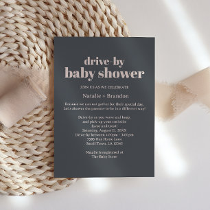 Invitation Baby Shower Bohème Typographie Rose Gri