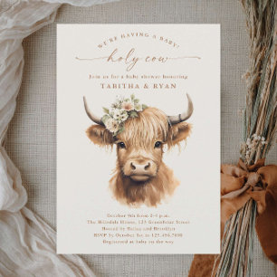 Invitation Baby Shower Bohème Vache des Highlands Neutre pour