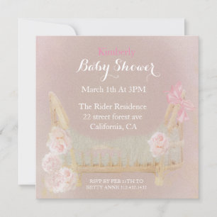Invitation Baby shower bohème Vintage de fleurs victoriennes